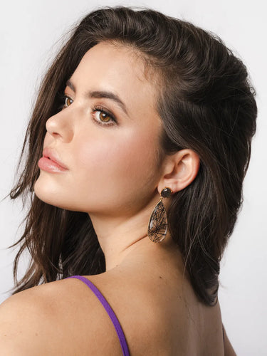 Black Rutile Oval Drop Earrings