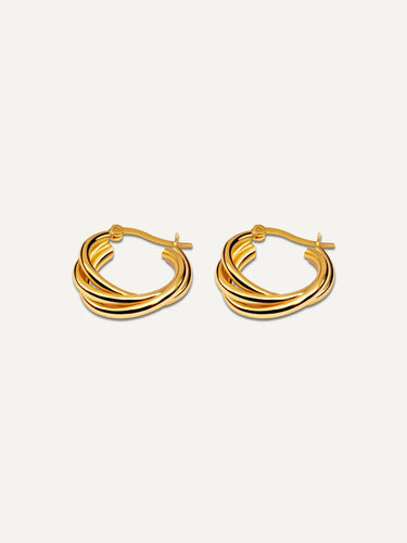 Twisted Medium Gold Hoops