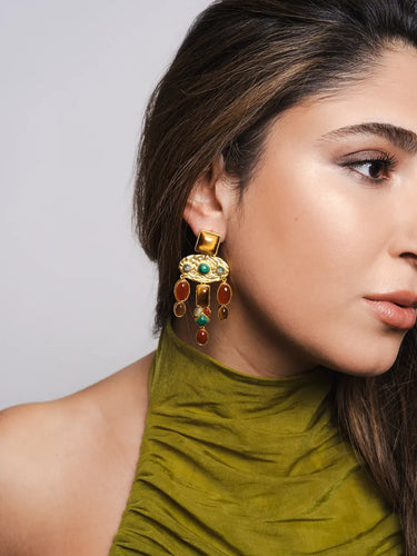 Gem Medley Statement Drop Earrings
