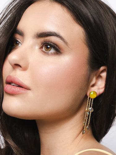 Chalcedony Gemstone Dangle Earrings