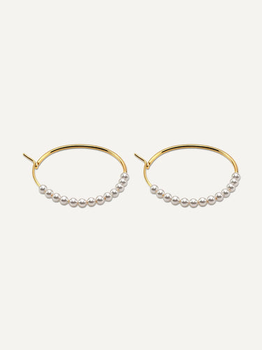 Medium Pearl Hoop Earrings