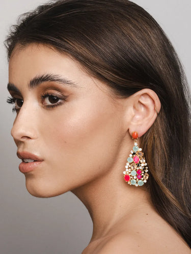 Multicolor Gemstone Chandelier Earrings