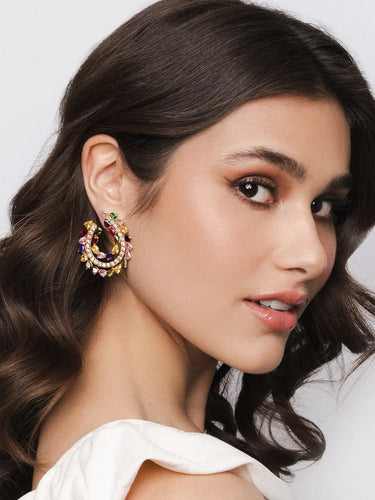 Rainbow Gemstone Statement Earrings