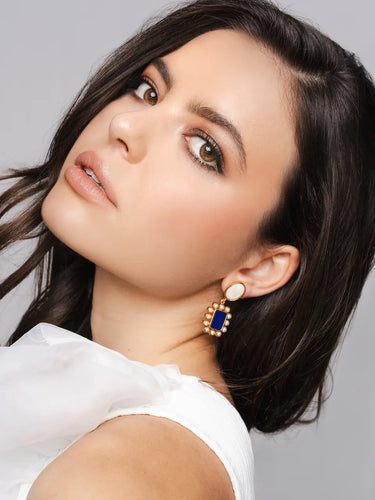 Pearl Lapis Lazuli Gemstone Drop Earrings