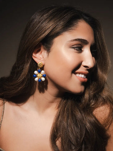 Monarch Crown Gemstone Drop Earrings