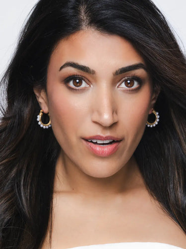 Medium Sized Pearl Circle Hoop Earrings