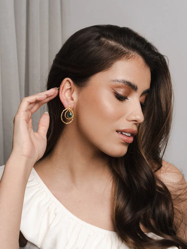 Emerald Mini Oval Drop Earrings