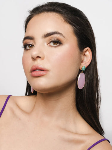 Gemstone Pink Oval Drop Earrings