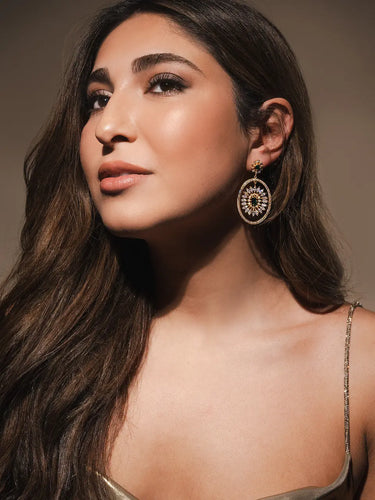 Zircon Oval Statement Drop Earring