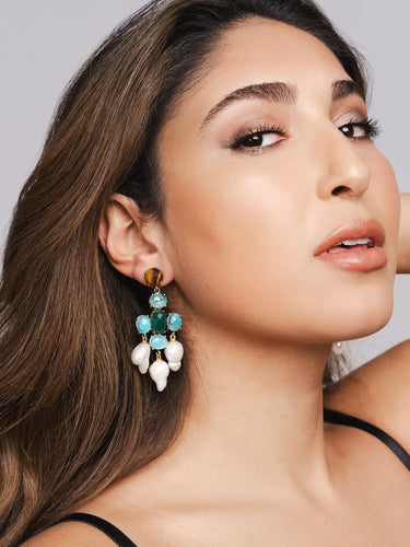 Radiant Pearl Gemstone Glam Earrings